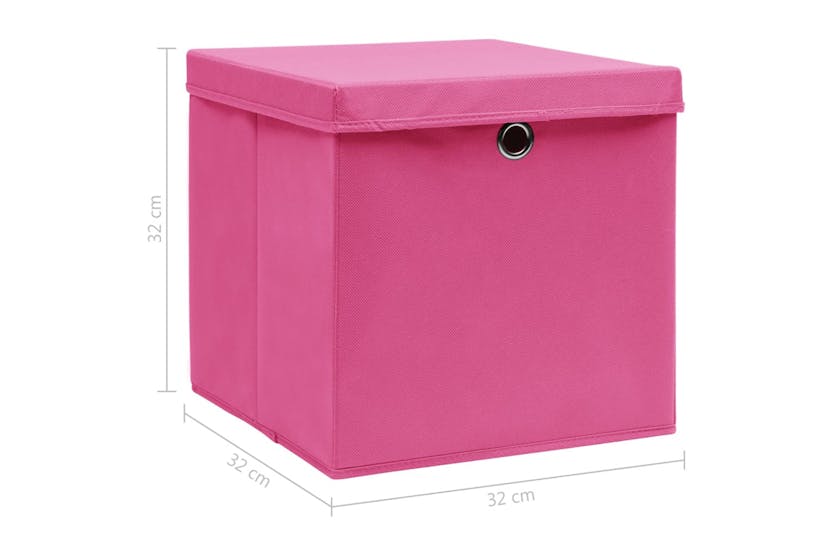 Vidaxl 288348 Storage Boxes With Lids 10 Pcs Pink 32x32x32 Cm Fabric