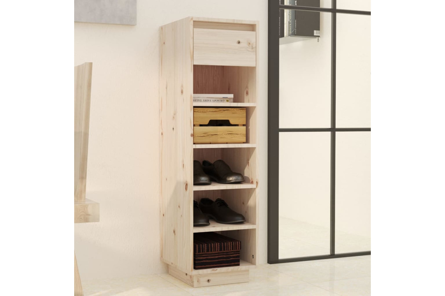 vidaXL Shoe Cabinet 30x34x105cm Solid Wood Pine