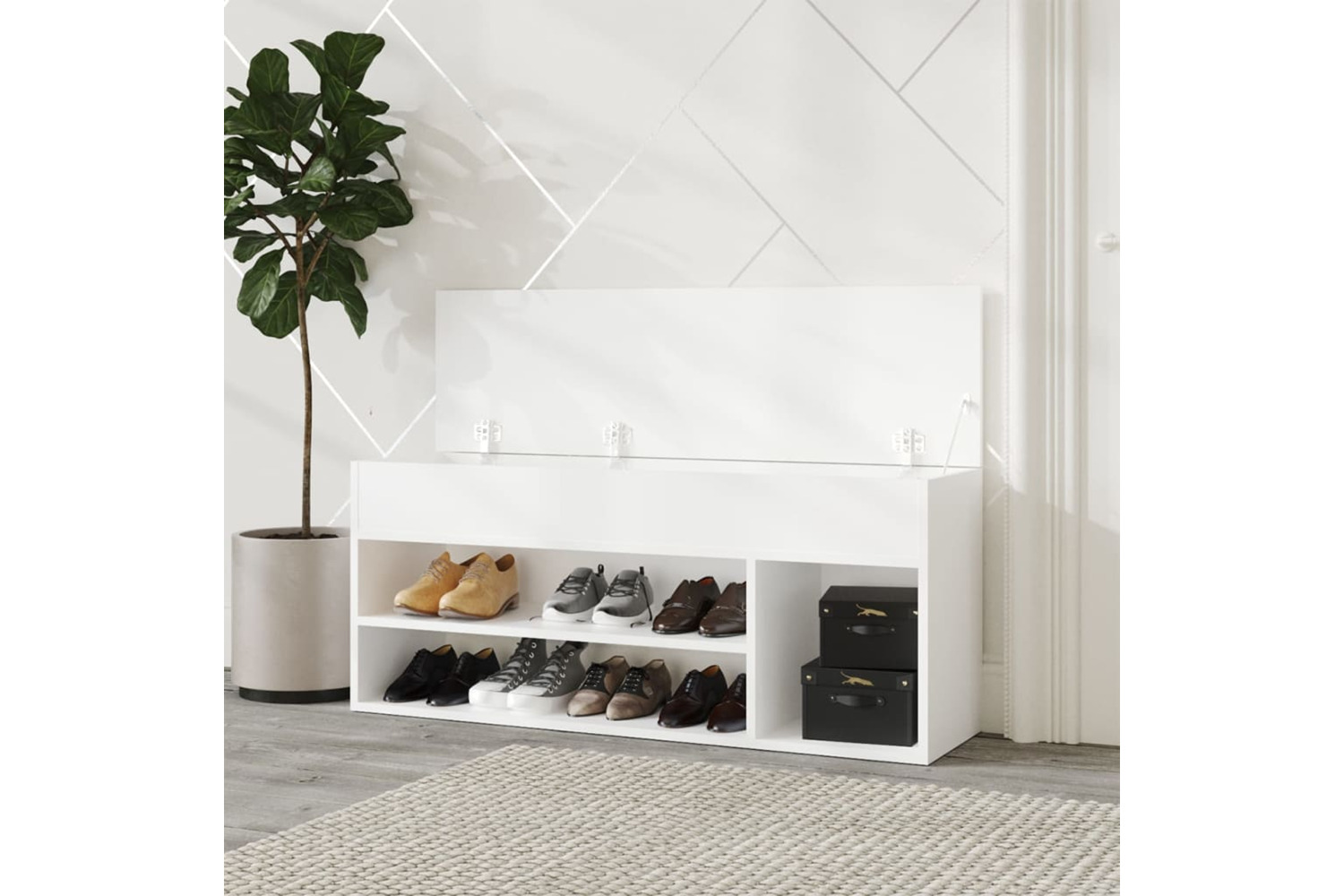 vidaXL 808756 Shoe Bench White 105x30x45cm Engineered Wood