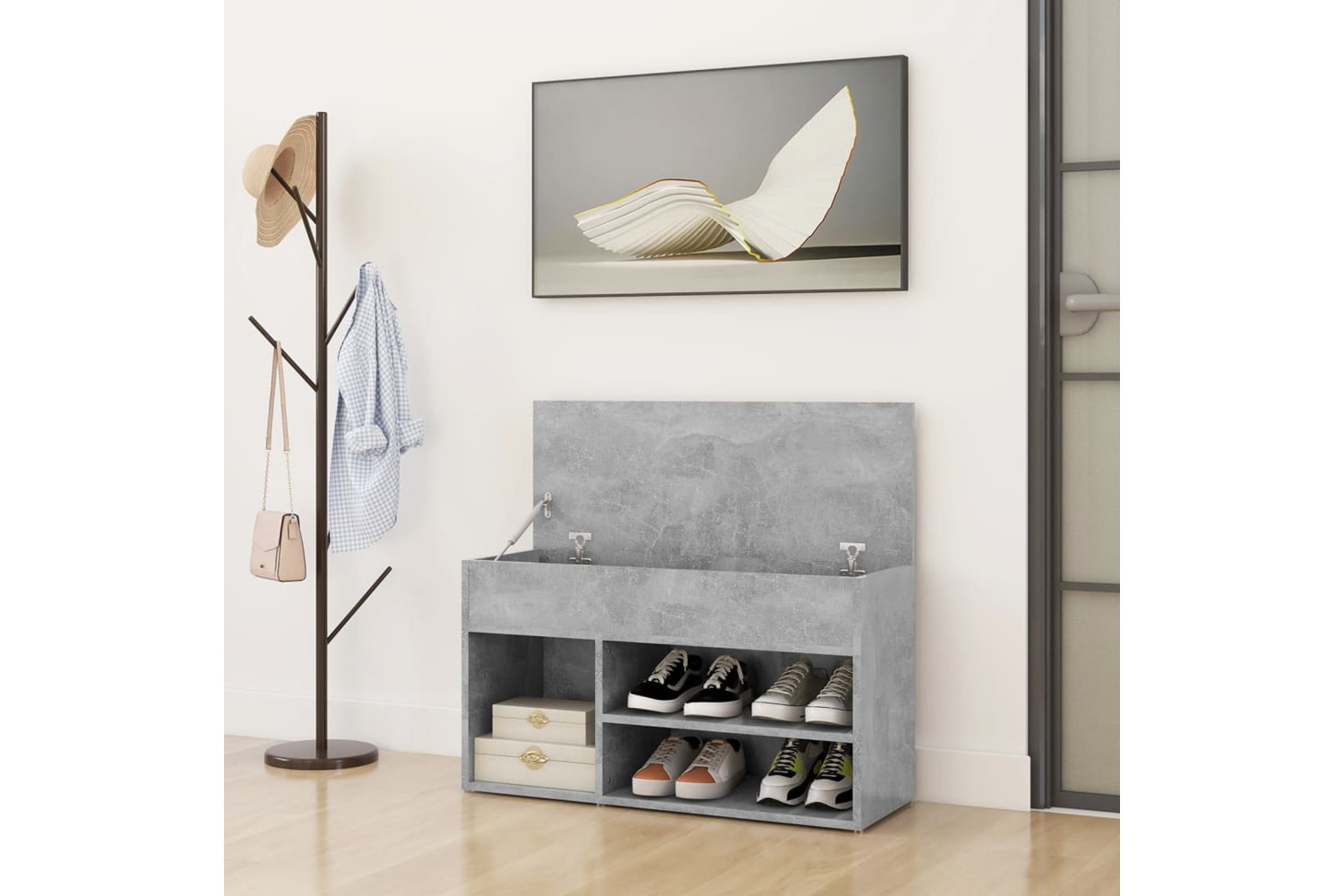 vidaXL 808751 Shoe Bench Concrete Grey 80x30x45cm Engineered Wood