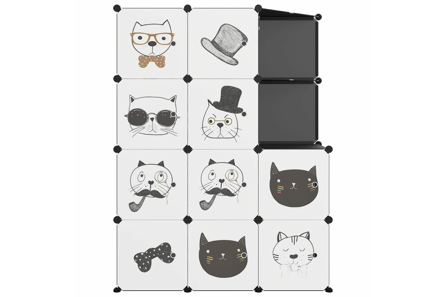 vidaXL 340582 Cube Storage Cabinet For Kids With 10 Cubes Black Pp