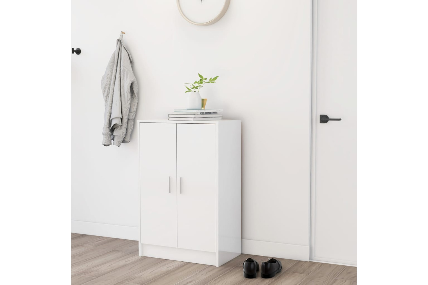 vidaXL Shoe Cabinet High Gloss White 60x35x92cm Engineered Wood