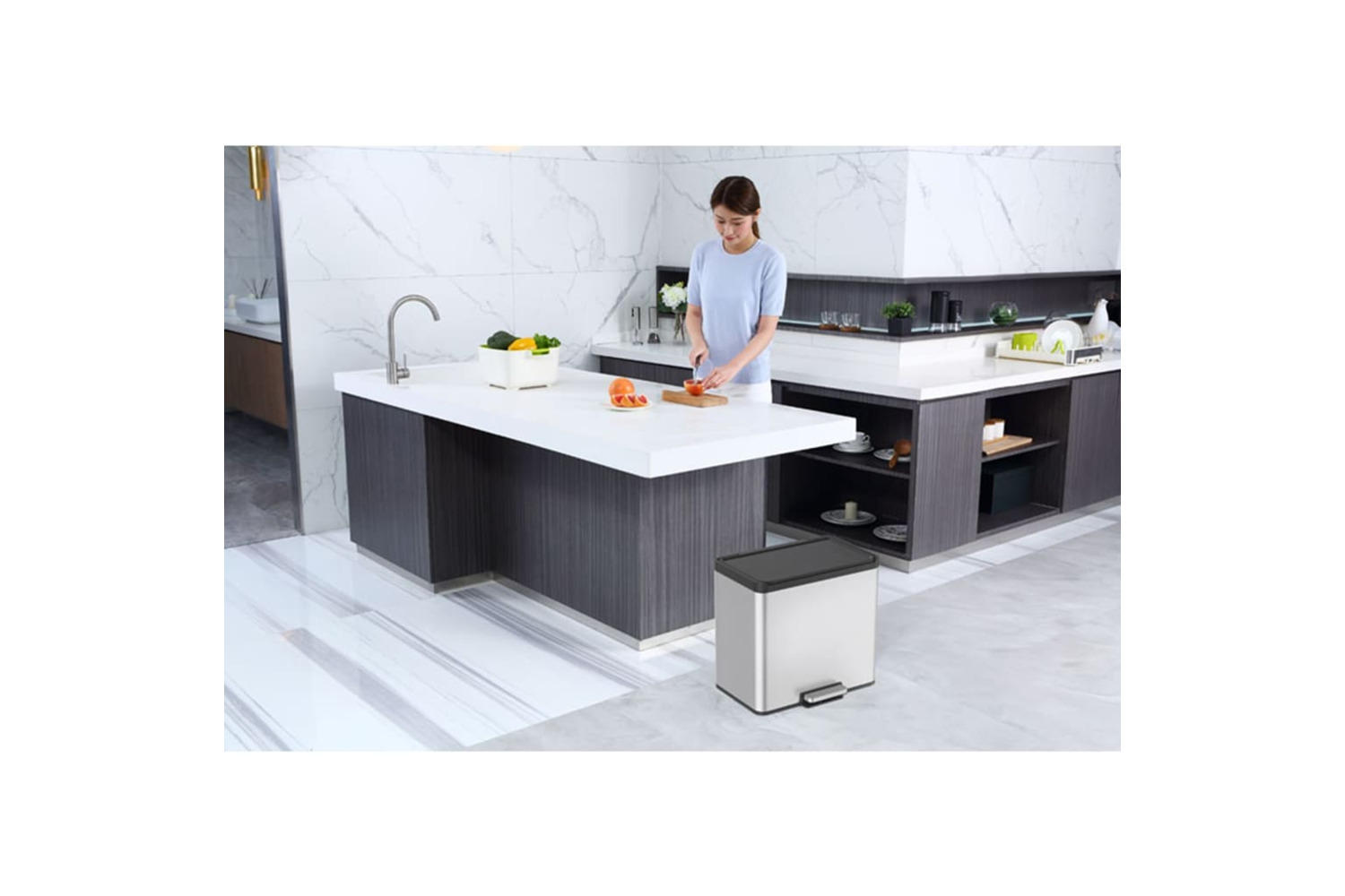 Eko 440003 Pedal Bin Essential 3x9 L Matte Silver