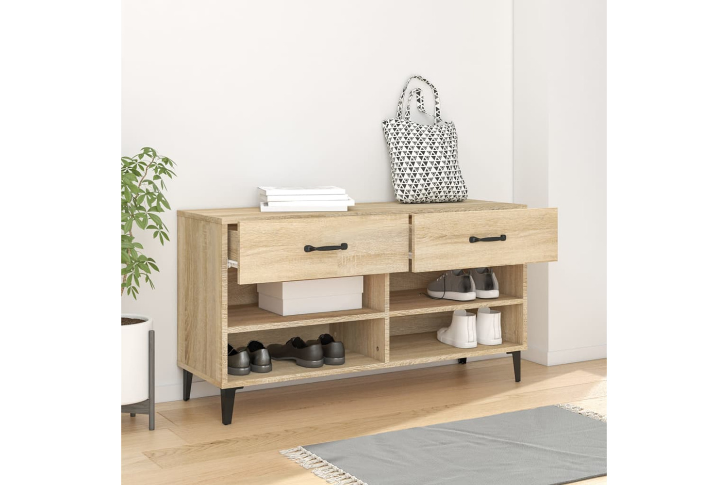 vidaXL 812828 Shoe Cabinet Sonoma Oak 102x35x55cm Engineered Wood