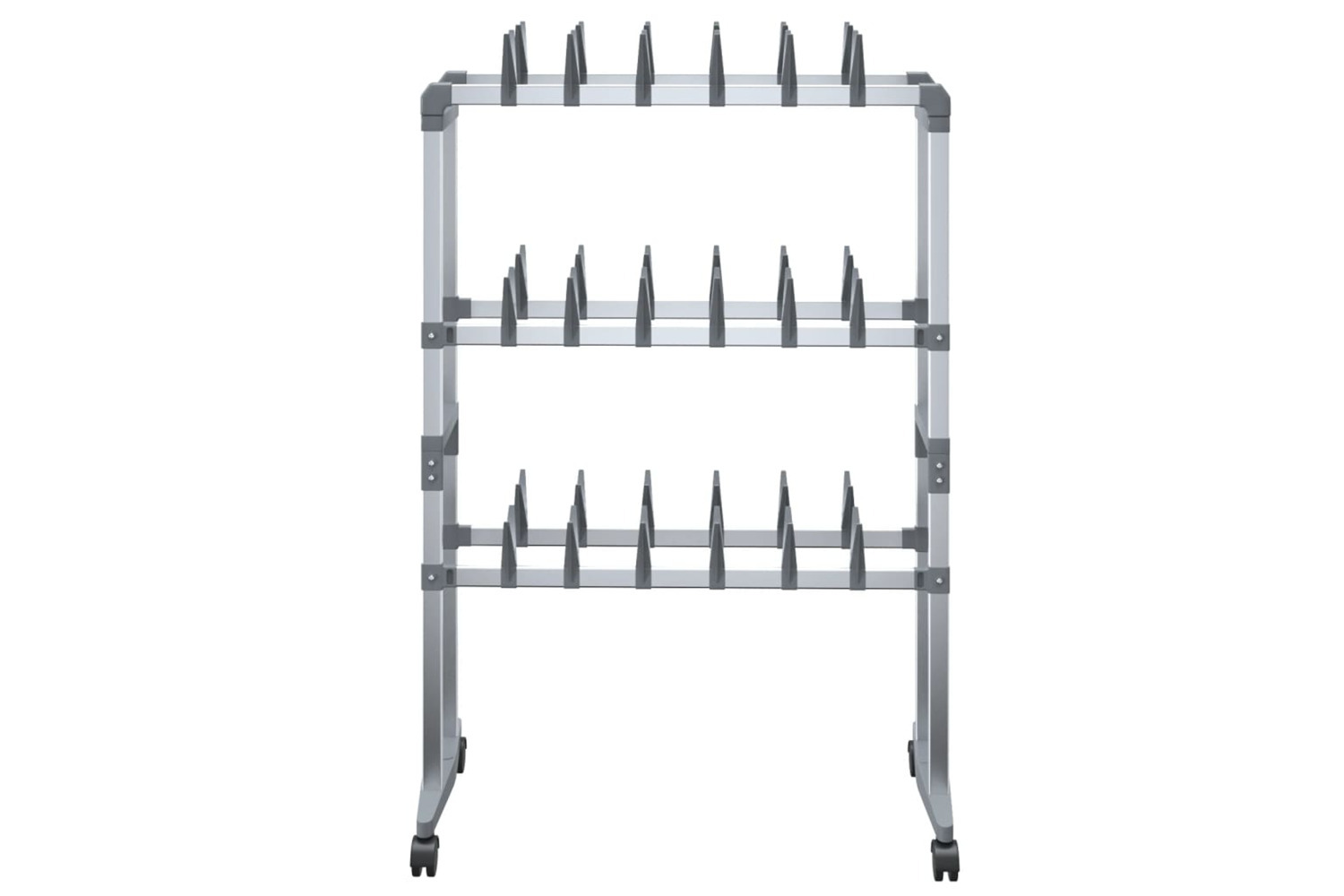 vidaXL 344371 Shoe Rack With Wheels Silver 66x27x100cm
