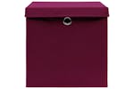 Vidaxl 288344 Storage Boxes With Lids 10 Pcs Dark Red 32x32x32 Cm Fabric