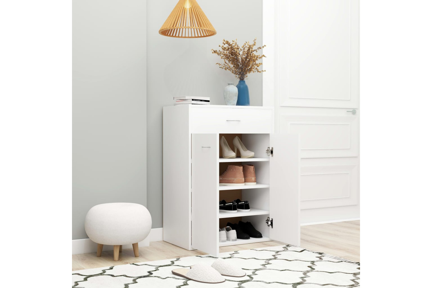 vidaXL 801071 Shoe Cabinet White 60x35x84cm Engineered Wood