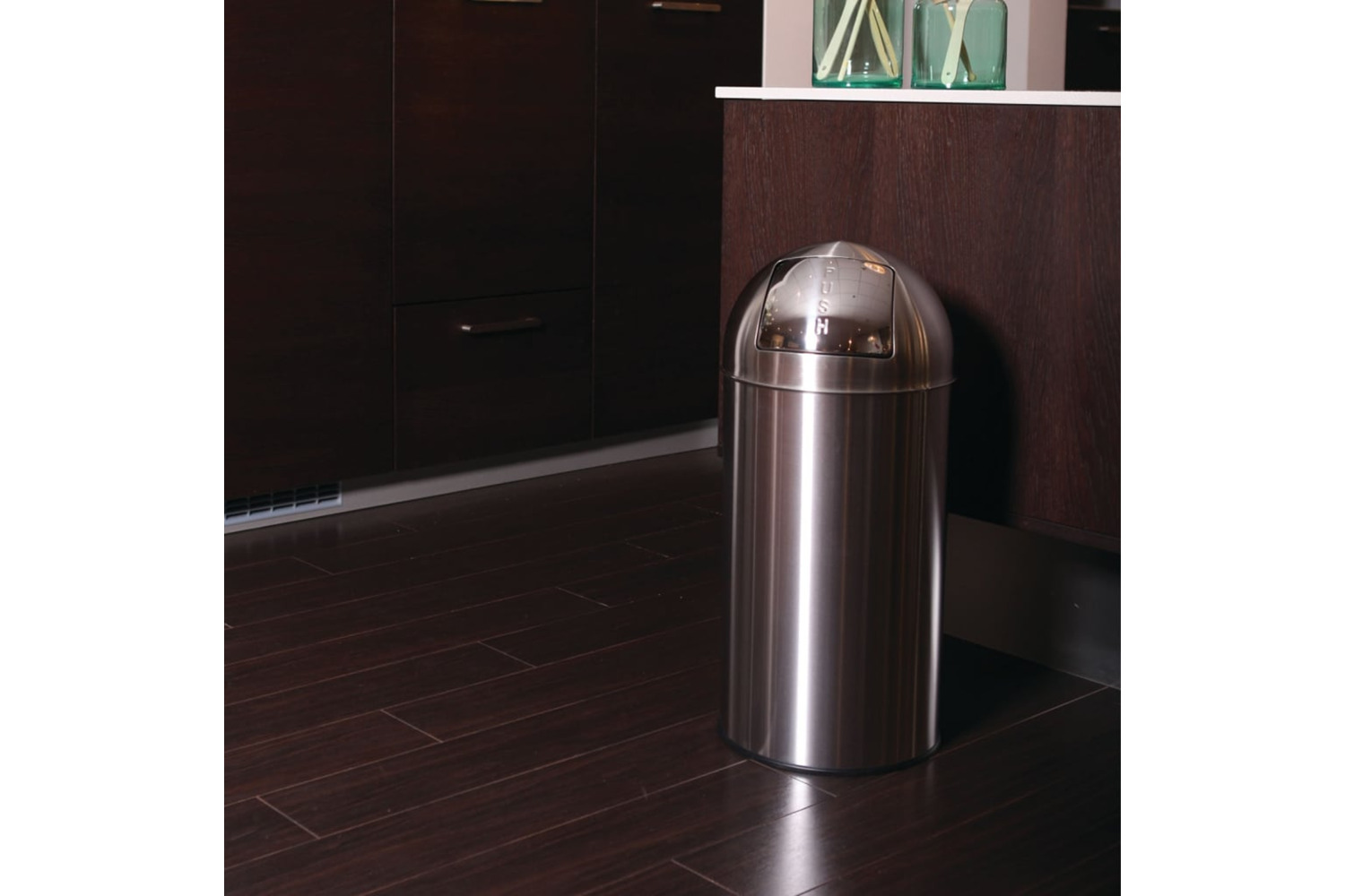 Eko 440064 Waste Bin With Push Lid 40 L Matte Silver