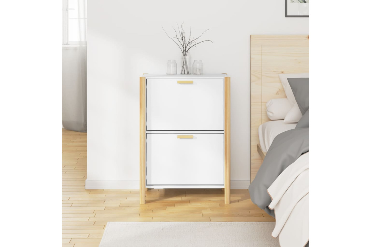vidaXL 345684 Shoe Cabinet White 57.5x33x80cm Engineered Wood