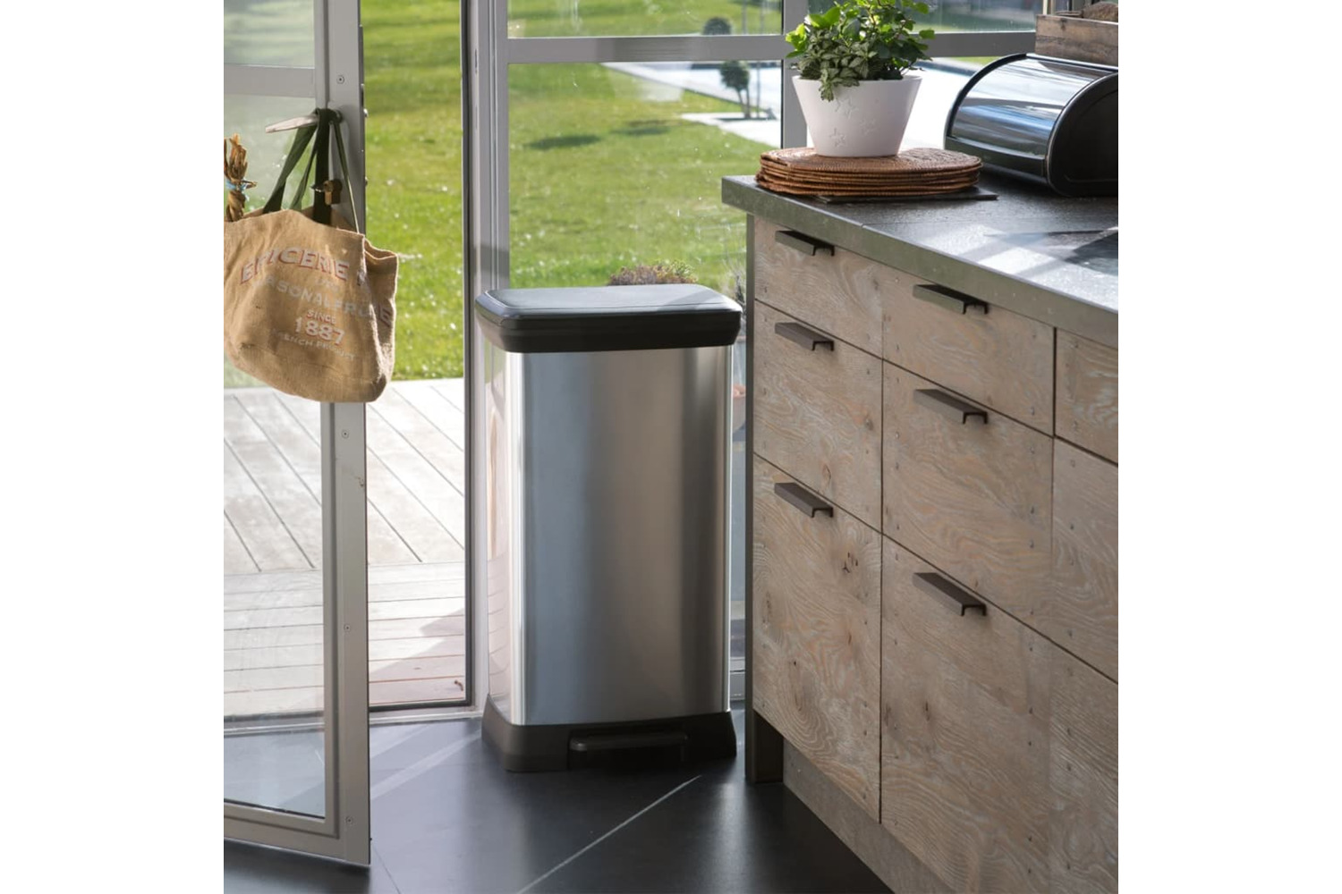 Curver 442065 Duo Pedal Bin Deco 23l+23l Silver