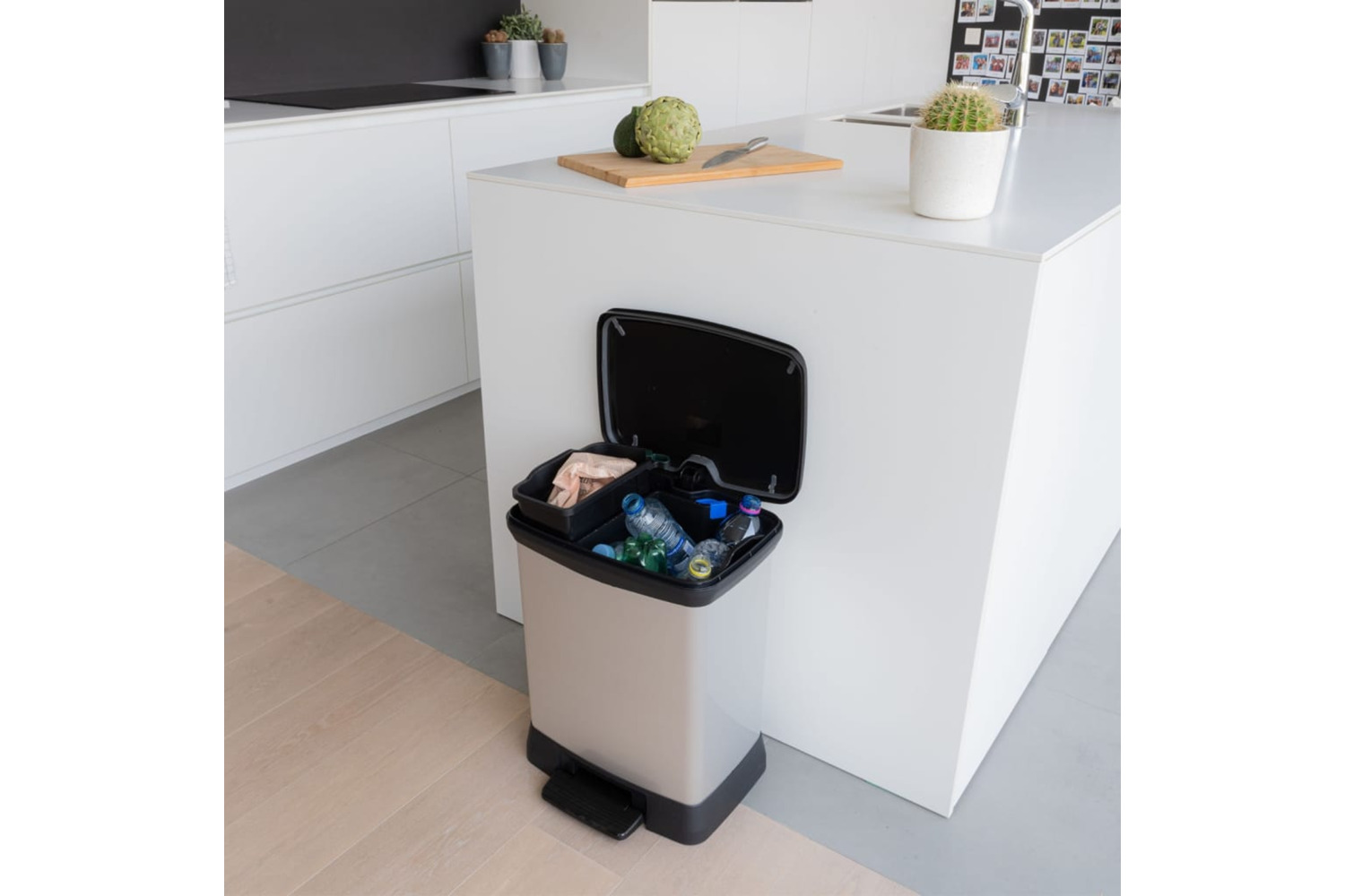 Curver 443816 Duo Pedal Bin Deco 10l+18l Silver