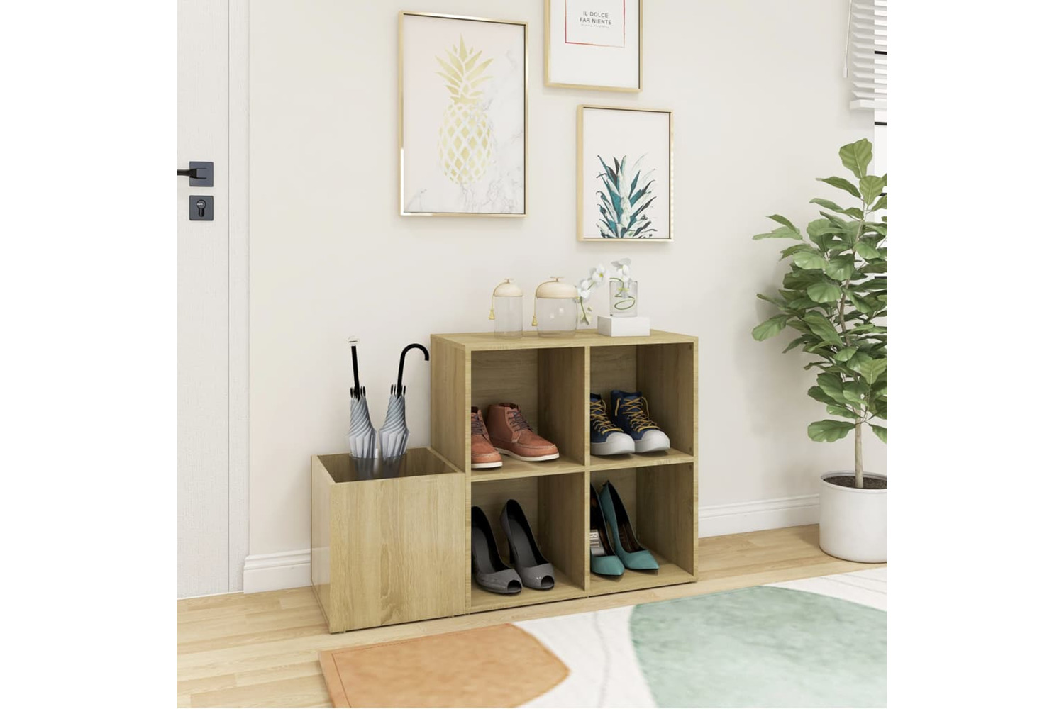 vidaXL 808254 Hall Shoe Cabinet Sonoma Oak 105x35.5x70cm Engineered Wood