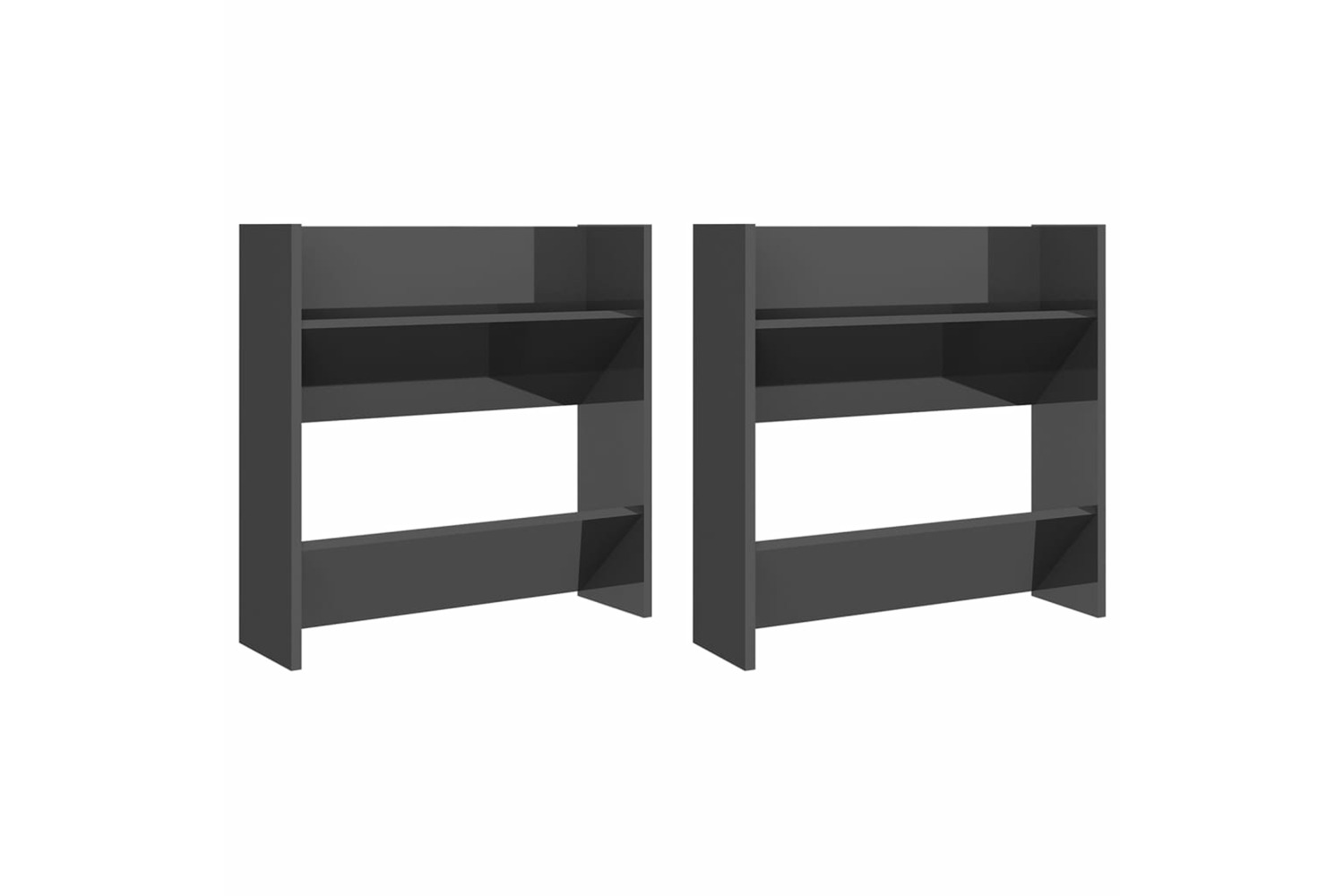 vidaXL 806739 Wall Shoe Cabinets 2 Pcs High Gloss Grey 60x18x60cm Engineered Wood