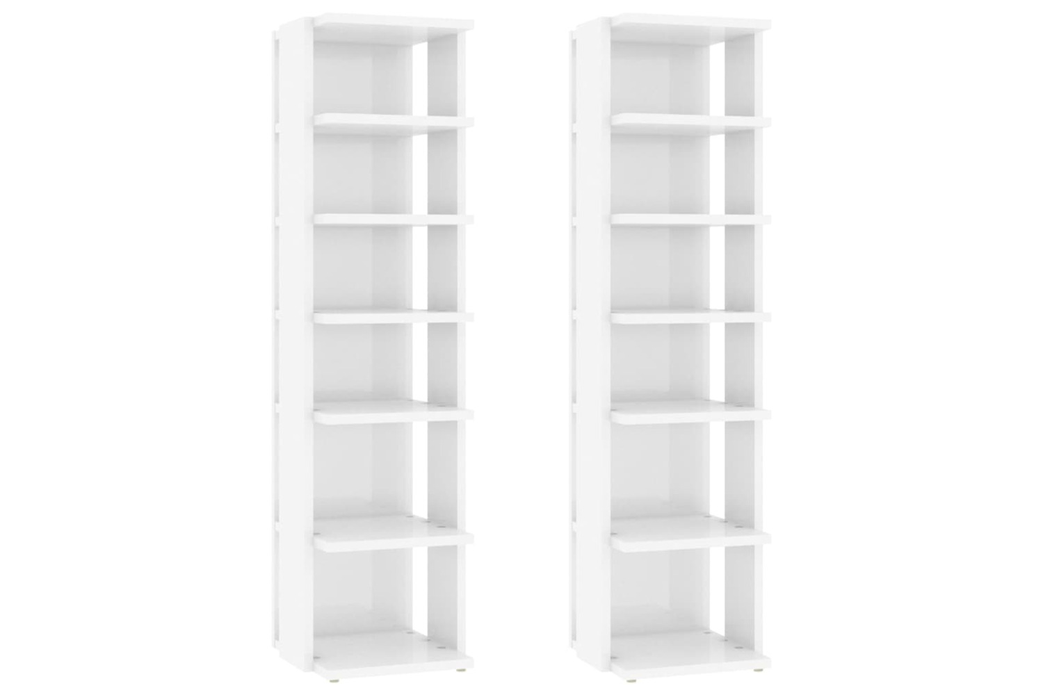 vidaXL 808498 Shoe Cabinets 2 Pcs High Gloss White 27.5x27x102cm