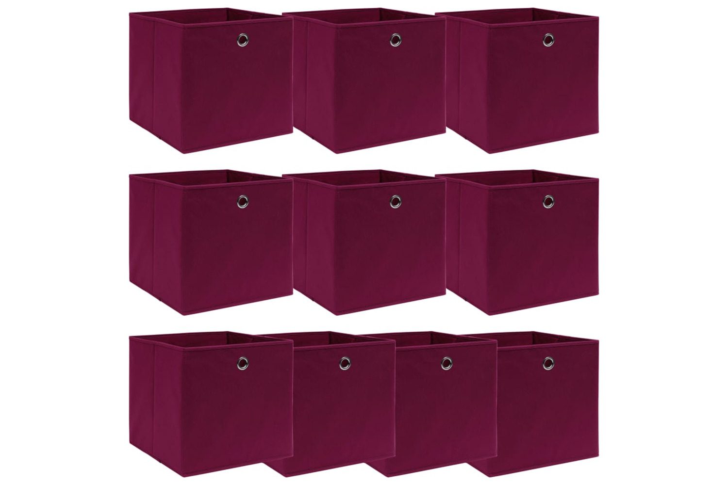 Vidaxl 288343 Storage Boxes 10 Pcs Dark Red 32x32x32 Cm Fabric