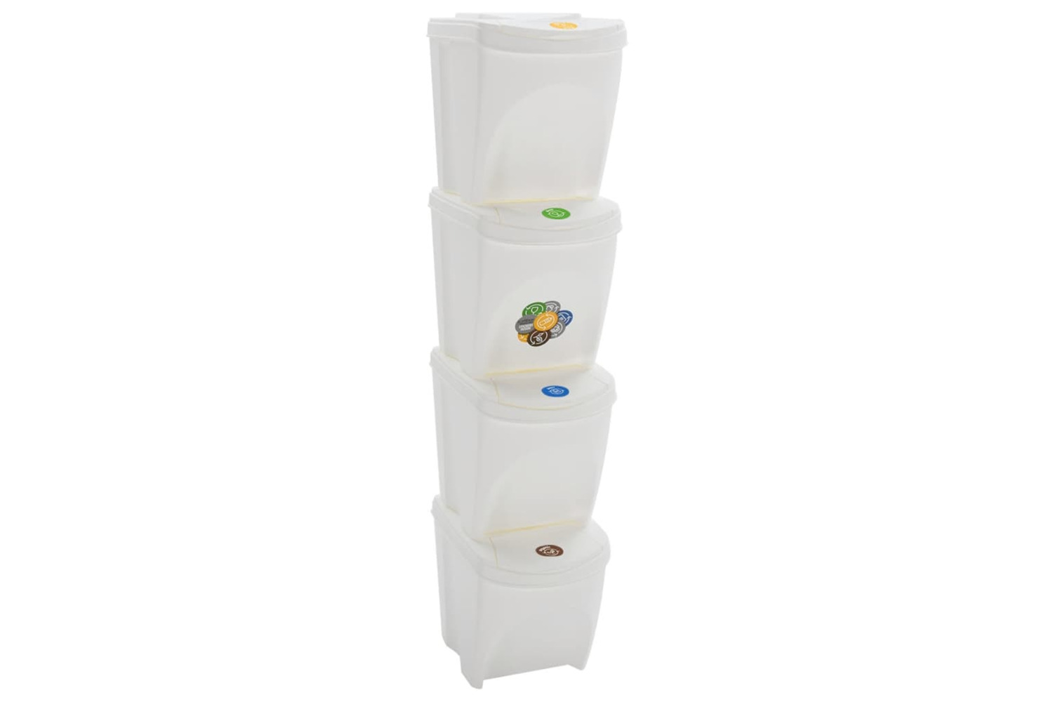 vidaXL 152201 Stackable Garbage Bin Boxes 4 Pcs White 100 L Polypropylene