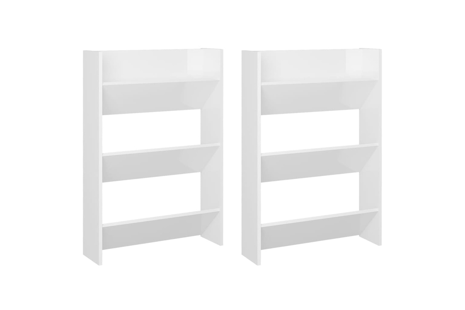 vidaXL 806772 Wall Shoe Cabinets 2 Pcs High Gloss White 60x18x90cm Engineered Wood