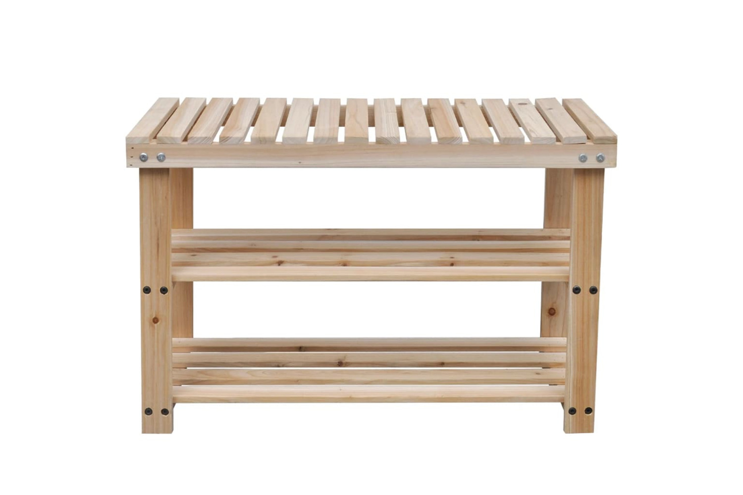 vidaXL 276040 2-in-1 Shoe Rack With Bench Top 2 Pcs Solid Wood