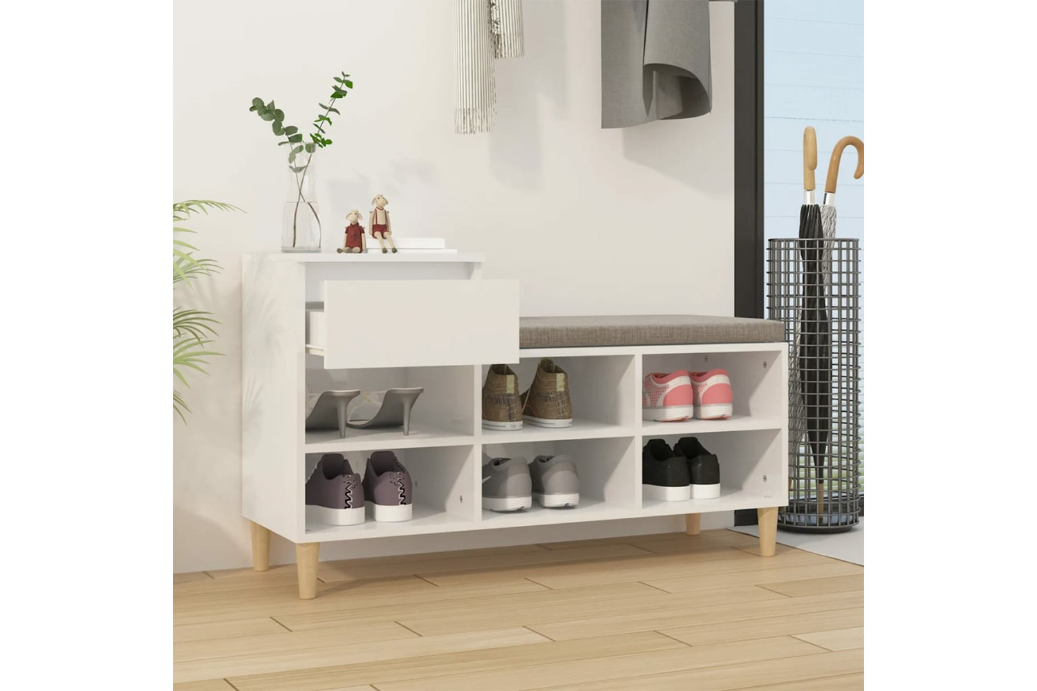 vidaXL 819733 Shoe Cabinet Black 102x36x60cm Engineered Wood