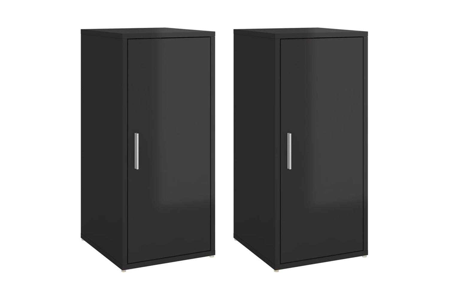 vidaXL 808969 Shoe Cabinets 2 Pcs High Gloss Black 32x35x70cm Engineered Wood