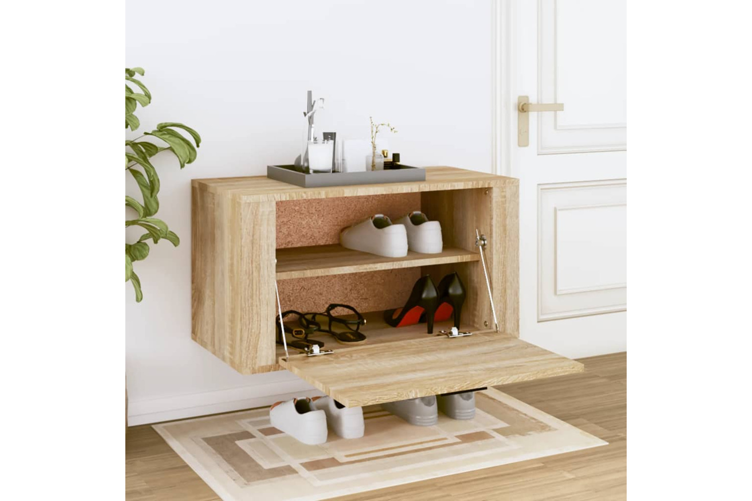 vidaXL 821015 Wall-mounted Shoe Cabinet Sonoma Oak 70x35x38cm Engineered Wood