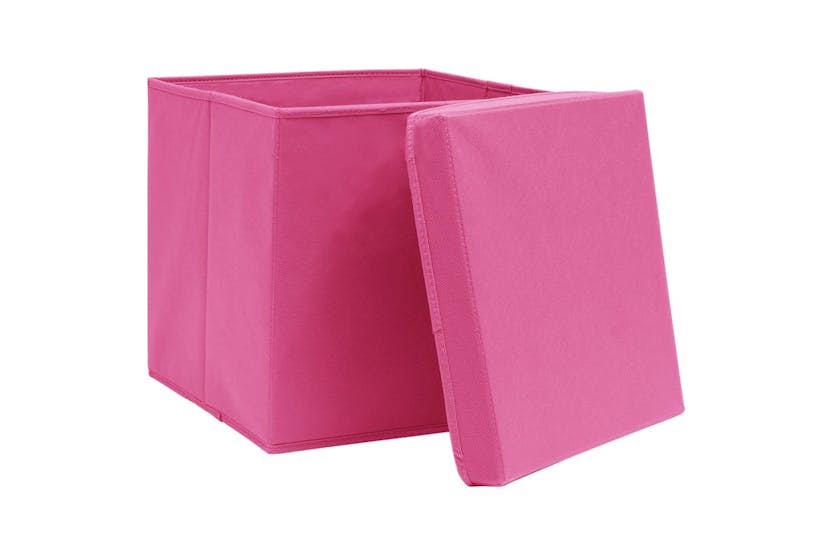 Vidaxl 288348 Storage Boxes With Lids 10 Pcs Pink 32x32x32 Cm Fabric