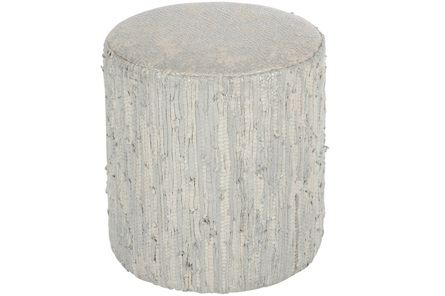 Leather Pouf | Silver & Grey | Ireland