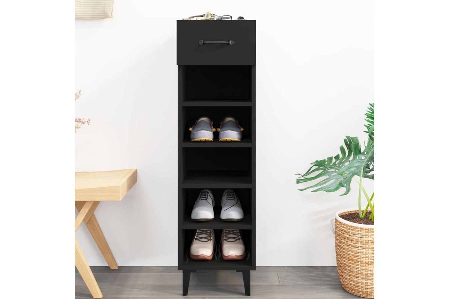vidaXL 812808 Shoe Cabinet Black 30x35x105cm Engineered Wood