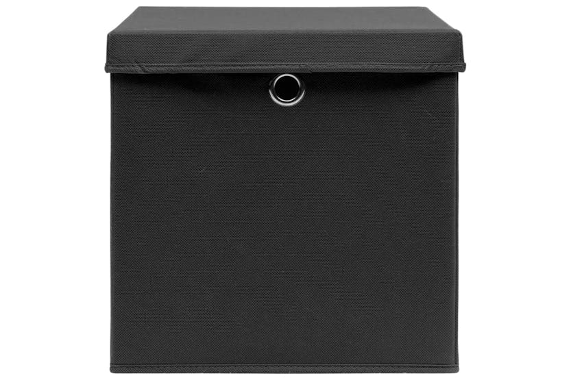 Vidaxl 325190 Storage Boxes With Covers 10 Pcs 28x28x28 Cm Black