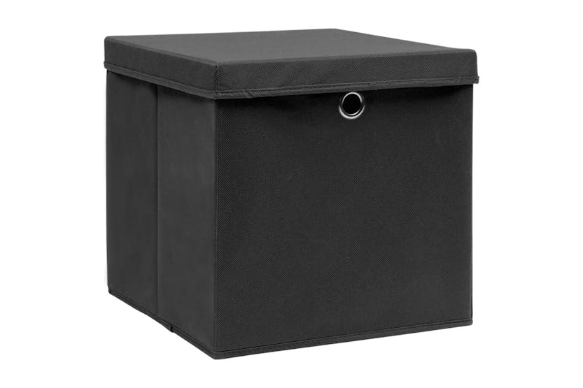 Vidaxl 325190 Storage Boxes With Covers 10 Pcs 28x28x28 Cm Black