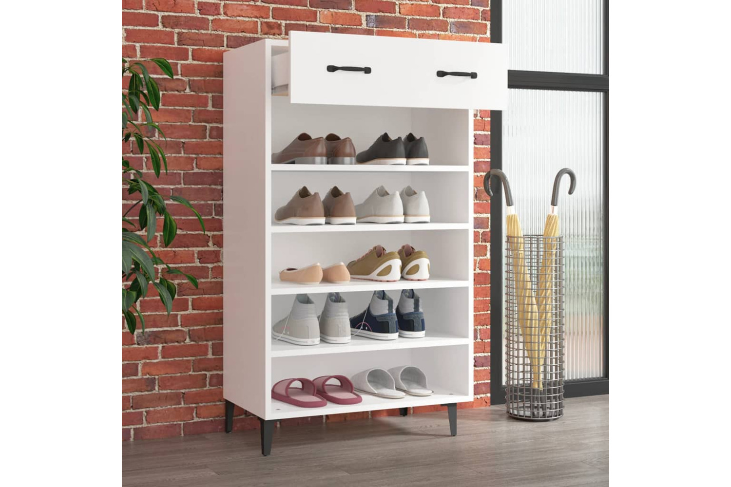 vidaXL 812789 Shoe Cabinet White 60x35x105cm Engineered Wood