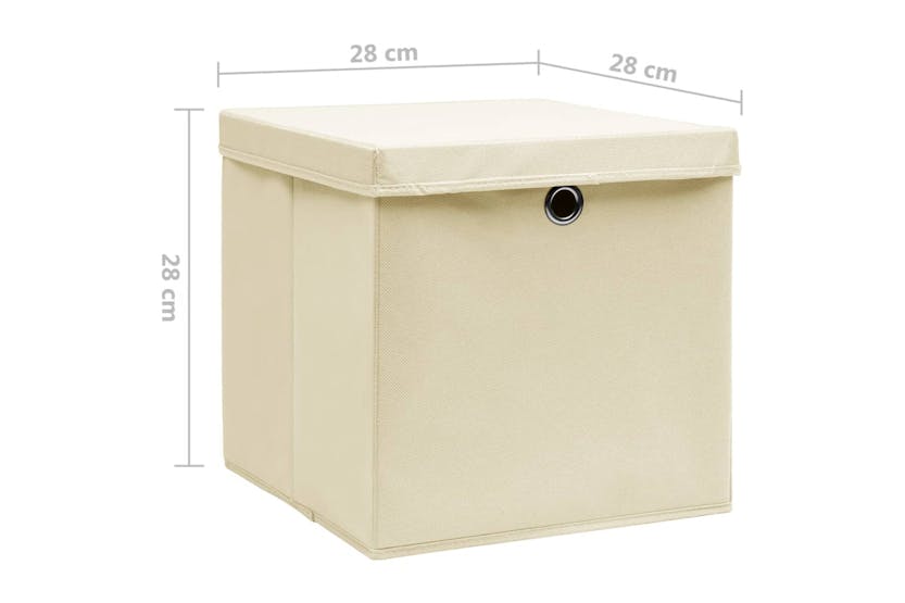 Vidaxl 325216 Storage Boxes With Covers 4 Pcs 28x28x28 Cm Cream