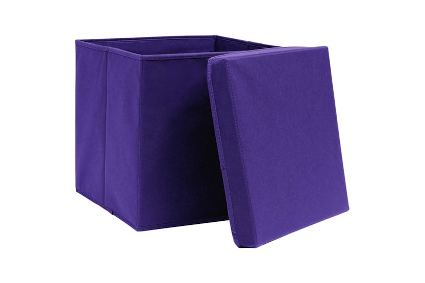 Vidaxl 288356 Storage Boxes With Lids 10 Pcs Purple 32x32x32 Cm Fabric