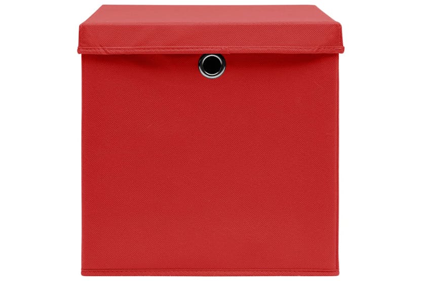Vidaxl 288362 Storage Boxes With Lids 4 Pcs Red 32x32x32 Cm Fabric