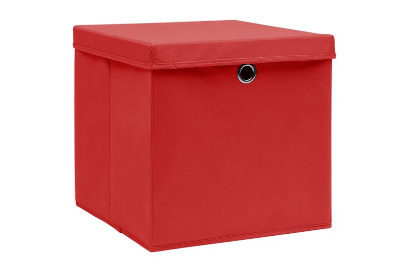 Vidaxl 288364 Storage Boxes With Lids 10 Pcs Red 32x32x32 Cm Fabric