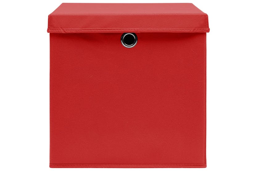 Vidaxl 288364 Storage Boxes With Lids 10 Pcs Red 32x32x32 Cm Fabric
