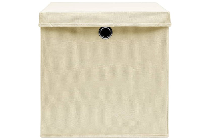 Vidaxl 325216 Storage Boxes With Covers 4 Pcs 28x28x28 Cm Cream