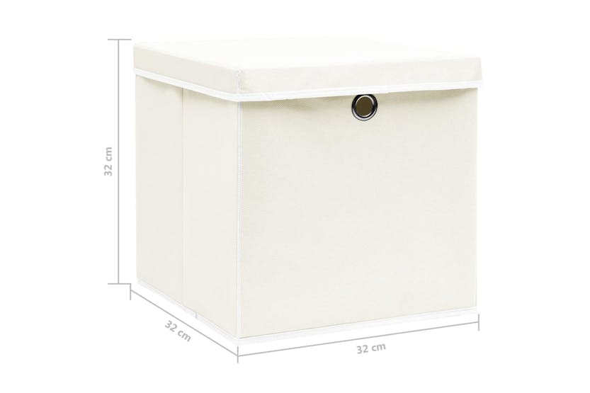 Vidaxl 288350 Storage Boxes With Lids 4 Pcs White 32x32x32 Cm Fabric