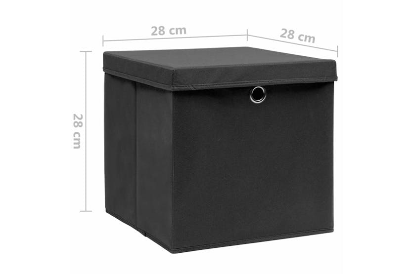 Vidaxl 325190 Storage Boxes With Covers 10 Pcs 28x28x28 Cm Black