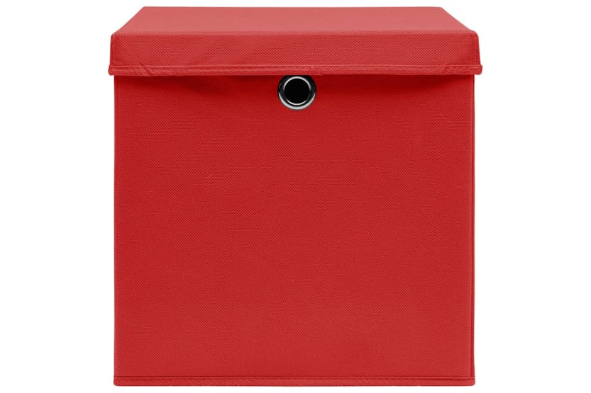 Vidaxl 325220 Storage Boxes With Covers 4 Pcs 28x28x28 Cm Red