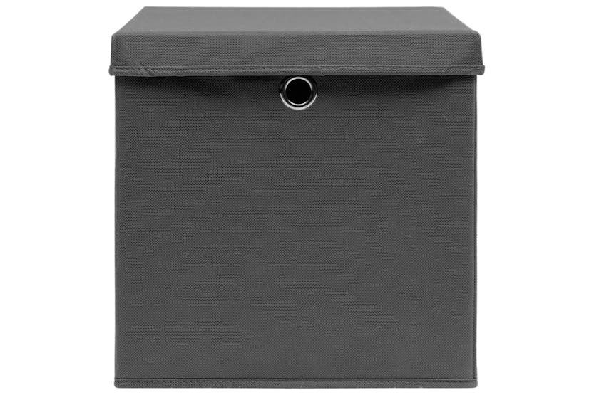 Vidaxl 325194 Storage Boxes With Covers 10 Pcs 28x28x28 Cm Grey