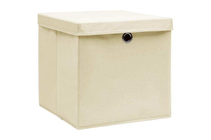 Vidaxl 325216 Storage Boxes With Covers 4 Pcs 28x28x28 Cm Cream