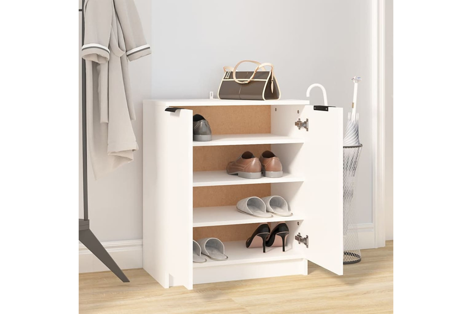 vidaXL 811421 Shoe Cabinet White 59x35x70cm Engineered Wood