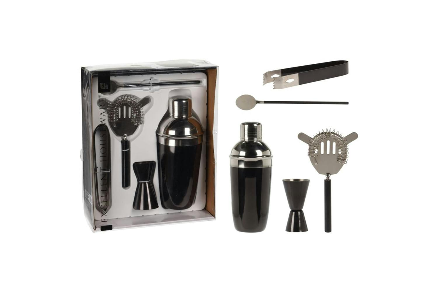 5pc Cocktail Shaker Mixer Sets With Wood Storage Box 