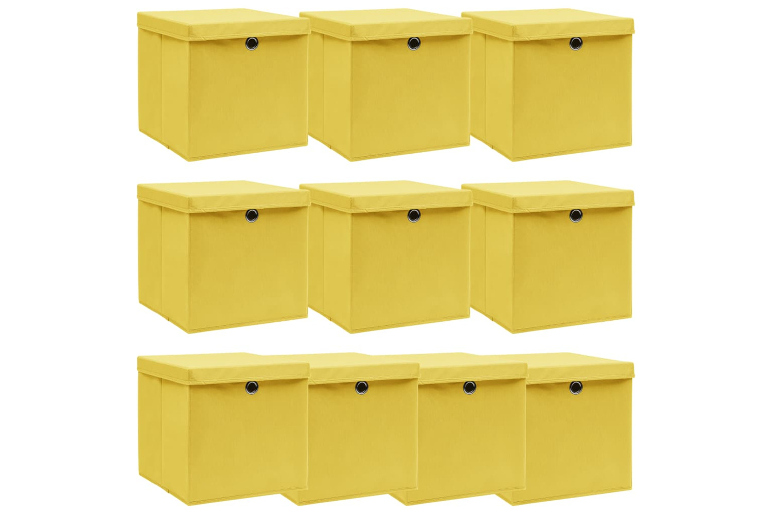 Vidaxl 288368 Storage Boxes With Lids 10 Pcs Yellow 32x32x32 Cm Fabric