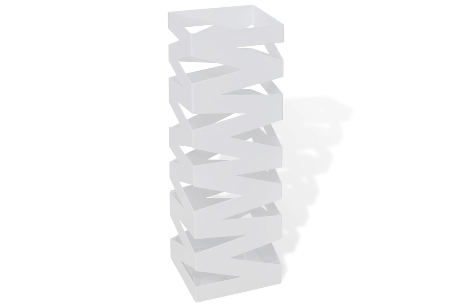 vidaXL 242468 White Square Umbrella Stand Storage Holder Walking Stick Steel 48.5cm
