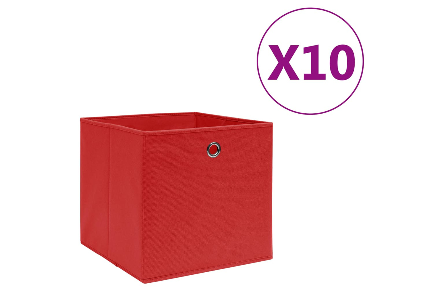 vidaXL 325221 Storage Boxes 10 Pcs Non-woven Fabric 28x28x28cm Red