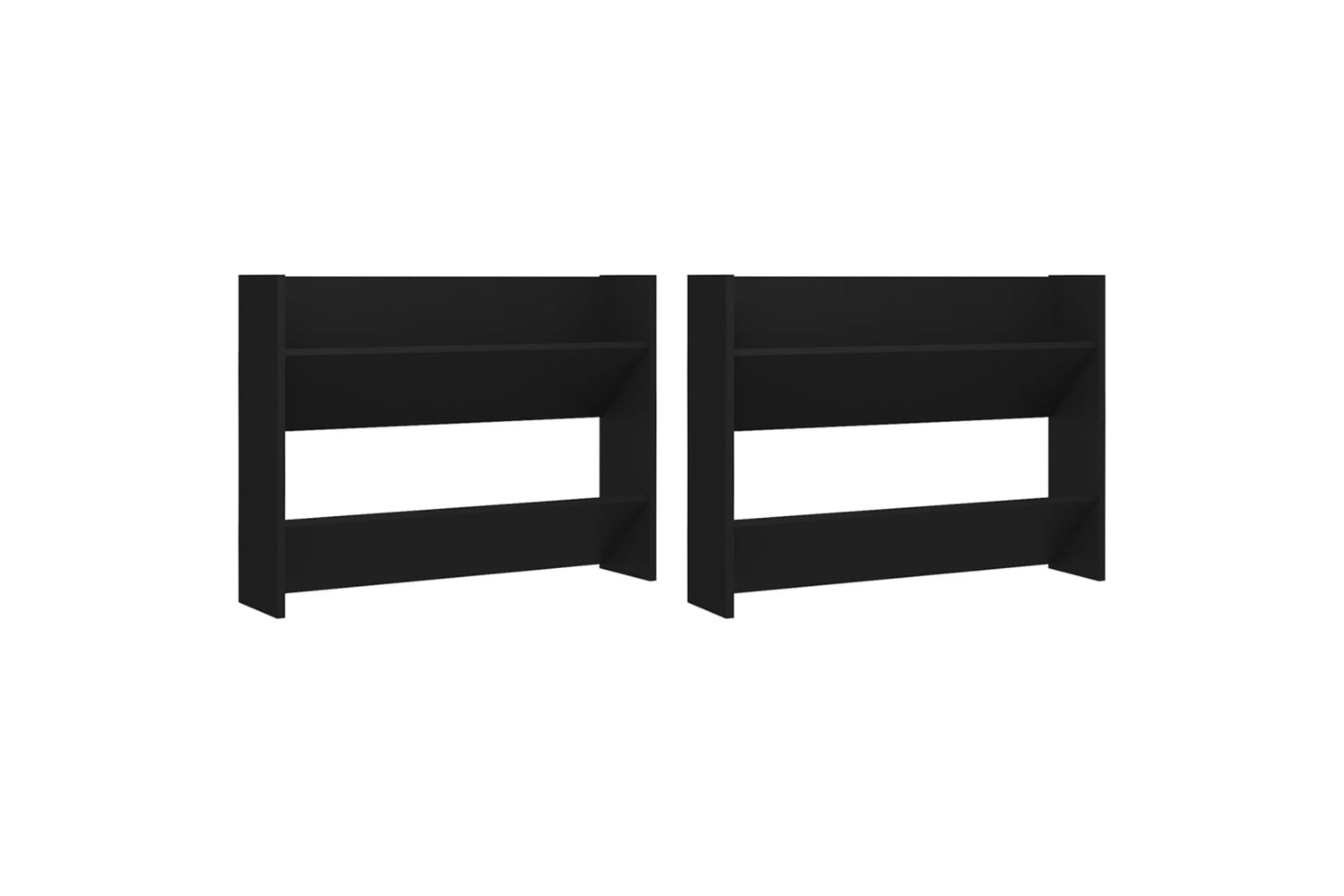 vidaXL 806744 Wall Shoe Cabinets 2 Pcs Black 80x18x60cm Engineered Wood