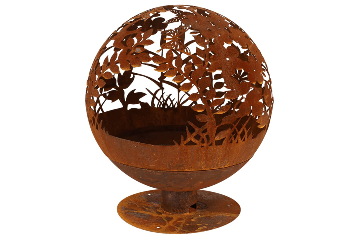 Esschert Design 421281 Fire Pit Laser Cut Flowers Rust Ff294