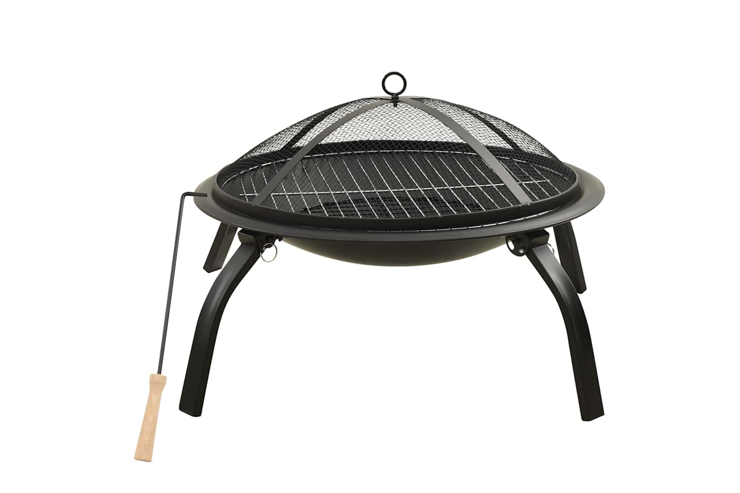 Vidaxl 2-in-1 Fire Pit And Bbq With Poker 56x56x49 Cm Steel